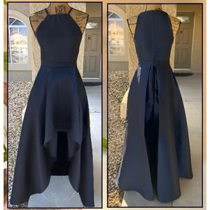 LuLus Navy Blue High-Low Hem Broadway Show Dress Size S